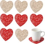 Coasters Set of 8, Drink Coasters with Creative Heart Cut-Out Design, Glass Coasters and Cup Mats for Home and Office Use, Silicone Coasters in Elegant Packaging