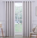 Coastline Ultra Soft Satin Sliver Grey Eyelet Curtain Window Treatment Drapes 2 panels for Bedroom, Livingroom, Kids Nursery Room W46 x L54 inch