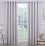 Coastline Ultra Soft Satin Sliver Grey Eyelet Curtain Window Treatment Drapes 2 panels for Bedroom, Livingroom, Kids Nursery Room W46 x L54 inch
