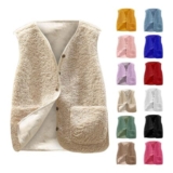 Cocila Womens Teddy Fleece Gilet with Pockets, White, Size S
