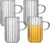 Coffee Mugs 4 Piece Set, Clear Iced Coffee Glass Cups, Clear Glass Cups with Handle, for Juice, Beverage, Milk, Cocktails, and More