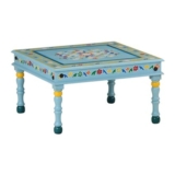 Coffee Table Turquoise Hand Painted Solid Wood Mango