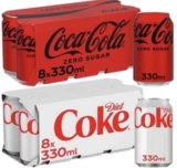 Coke Zero / Diet Coke 8 x 330ml Cans – W/Code (Online only)