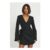 Collarless Draped Blazer Dress