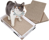 ComSaf Cat Scratching Board, 3 Pack Reversible Cardboard Cat Scratcher Mat 43 x 26 x 8 cm, Durable Scratch Pad Box & Bed for Indoor Cats to Grind Claws, Playing, Sleeping