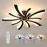 Comely Dimmable LED Ceiling Light 48W 5400LM with Remote Control, Modern Living Room Lamp for Bedroom Living Room, 70cm, Dimmable 3000K-6500K, Black