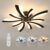 Comely Dimmable LED Ceiling Light 48W 5400LM with Remote Control, Modern Living Room Lamp for Bedroom Living Room, 70cm, Dimmable 3000K-6500K, Black