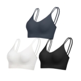 Comfyin Unpadded Bralettes Seamless V-Neck Non-Wired Black/Charcoal/White XL