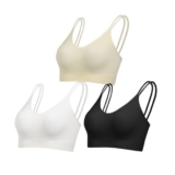 Comfyin Unpadded Bralettes for Women, Wireless, Seamless, V-Neck, Ribbed XL
