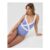 Contrast Textured Shaping Swimsuit Blue