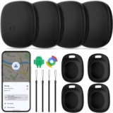 CooAoo Android Tracker Tag Key Tracker (Android Only) Compatible with Google Find Hub Bluetooth Tracker Tag Air Tracker Item Finder for Keys, Wallet, Suitcase & Bags-4 Pack, Black