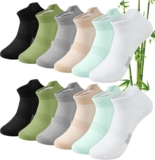 Cooraby 6 Pairs Bamboo Trainer Socks for Men and Women Breathable Ankle Socks Sports Low Cut Running Walking Short Socks