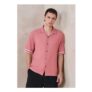 Coral Pink Regular Fit Jersey Textured Short Sleeve Tipped Shirt