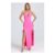 Coraline Ruched Ruffle-Trim Maxi Dress in Lollipop Pink