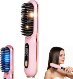 Cordless Hair Straightening Brush, Cordless Hair Straightener Brush with 4 Settings,TravelHair Straightener with LED Screen, USB Rechargeable Hairbrush,Heated Brush for Short Hair Long Hair
