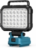 Cordless LED Work Light for Makita 18V Battery, 4800LM, Dual USB Porte 180 Adjustable Portable Flashlight Job Site Tool, Bright for Repairing/Outdoor Camping/Fishing/Emergency (No Battery)
