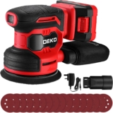 Cordless Sander: DEKOPRO 20V 2000mAh Cordless Random Orbital Sander,6000-13000RPM,125mm Sander with 15Pcs Sandpapers & Dust Extraction for Sanding, Polishing Wood, DIY, Home Improvements