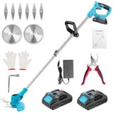 Cordless Strimmer 21V, Electric Grass Trimmer with 2 Batteries 2.0Ah (Blue) with voucher and checkout discount Sold by moussa products / FBA
