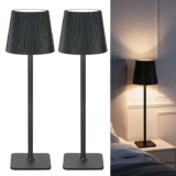 Cordless USB Rechargeable LED Table Lamp Black Vela TL02, 2 Pack IP54, 5200mAh battery, 8-10h Runtime, Wireless, Touch Dimmer