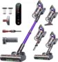 Cordless Vacuum Cleaner, 600W 50KPA Stick Vacuum with Touch Screen, Up to 65 Mins Runtime, Cordless Powerful Vacuum with Rechargeable Wall Mount, Lightweight Vacuums for Hardwood Floor Carpet Pet Hair