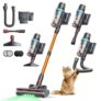 Cordless Vacuum Cleaner, 650W 55KPA Stick Vacuum with Touch Screen & 3.3ft Flexible Hose, Up to 70 Mins Runtime, Self-Standing