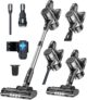 Cordless Vacuum Cleaner Stick Vacuums – Powerful Lightweight Electric Brooms Upright Handheld Wireless Bagless Battery Rechargeable Cleaners Anti Hair Wrap for Pet Stair Carpet Car Home Dark Grey