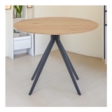 Core Products Aspen 2 Seater round Dining Table Light Oak Effect Top and Black