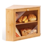 Corner Bamboo Double-Decker Bread Bin, Natural
