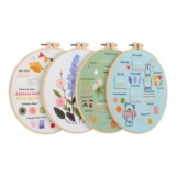 Cosiesnest 4-Pack Embroidery Kit for Beginners with Hoop and Fabric