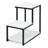 Costway 3-Tier Ladder End Table, White, Metal Frame