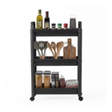 Costway 3-Tier Slim Rolling Storage Cart Bathroom Organizer w/Handles & Wheels