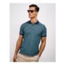Cotton Geo Tile Print Polo in Blue