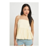 Cotton Poplin Puffball Tie Strap Cami