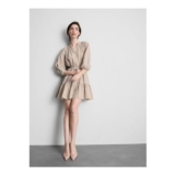 Cotton Seersucker Puff Sleeve Mini Dress