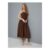 Cotton Square Neck Ruched Midi Dress