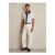Cotton Textured Colour-Block Shirt in White/Navy