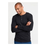 Cotton Traders Black Long Sleeve Grandad Base Layer Top
