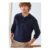 Cotton Traders Navy Signature Button Neck Crew Jumper
