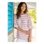 Cotton Traders Pale Rose Viscose Linen Blend Stripe Top