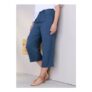 Cotton Traders Steel Blue Viscose Linen Blend Cropped Trousers