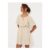 Cream Bardot Ladder Trim Short Sleeve Mini Dress