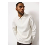 Cream Collared Half Zip Sweatshirt