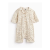 Cream Collared Knitted Playsuit