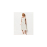Cream Ditsy Floral Tie Back Milkmaid Midi Dress