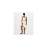 Cream Jersey Lace Trim Asymmetric Hem Cami Dress
