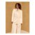 Cream Satin Tie Waist Blazer Style Blouse