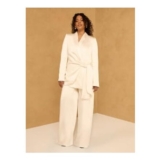 Cream Satin Wide Leg Trousers
