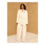 Cream Satin Wide Leg Trousers