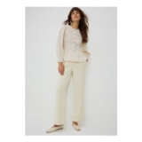 Cream Textured Woven Wide Leg Trousers 8/L31