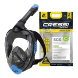 Cressi Bali Full-Face Snorkel Mask, Panoramic, Dry-Top, Black/Blue, S/M